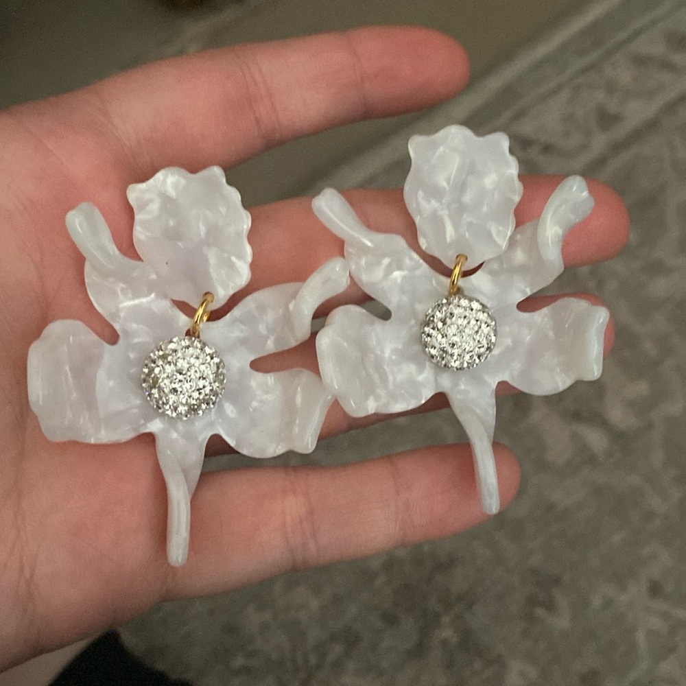 Lele Sadoughi mother of pearl crystal earrings